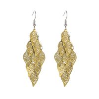European And American Creative Metal Color Leaf Splicing Tassel Diamond Earrings sku image 9