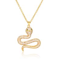Personality Snake Pendant Gold-plated Real Gold Micro-inlaid Zircon Jewelry Necklace sku image 2