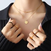 European And American New Luckey Round Brand Titanium Steel 18k Real Gold Plated Necklace Wholesale sku image 3