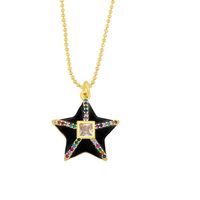 Fashion Bohemian Style Necklace Geometric Five-pointed Star Color Zircon Drop Oil Necklace Female sku image 3