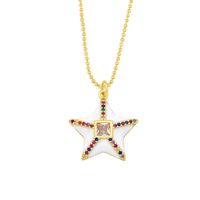 Fashion Bohemian Style Necklace Geometric Five-pointed Star Color Zircon Drop Oil Necklace Female sku image 4