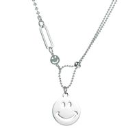 New Smiley Face Expression Titanium Steel Pendant Necklace Fashion Trend Clavicle Chain sku image 1