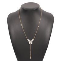 Fashion Single Laye Female Full Diamond Butterfly Long Chain Necklace sku image 1