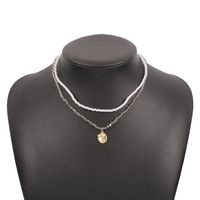 Simple Double Necklace Imitated Crystal Pearl Irregular Pendant Necklace sku image 1