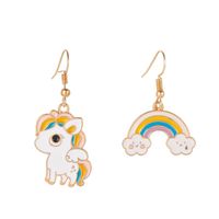 Cartoon Oil Dripping Animal Fruit Earrings Creative Geometric Wine Bottle Rainbow Earrings sku image 5