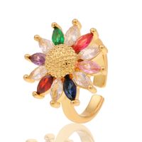 Fashion Flower Ring Micro-inlaid Zircon Copper Ring sku image 2