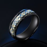 European And American Fashion New Elegant Aristocratic Black Phoenix Wood Grain Ring sku image 12