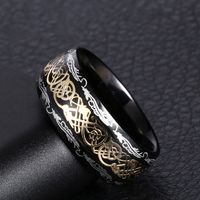 European And American Fashion New Elegant Aristocratic Black Phoenix Wood Grain Ring sku image 23