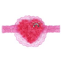 Children's Headwear Wholesale Love Lace Elastic Headband Small Bow Embroidered Heart Headband sku image 4
