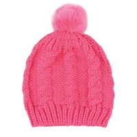 Children's Wool Ball Hood Fall Winter Models Infant Warmth Pure Color Knitted Hats 5 Colors sku image 4
