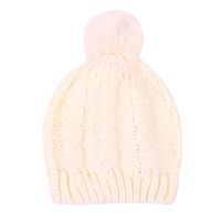 Children's Wool Ball Hood Fall Winter Models Infant Warmth Pure Color Knitted Hats 5 Colors sku image 1