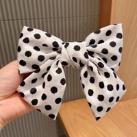 Wave Dot New Bow Retro French Back Head Hairpin Spring Word Clip Headdress sku image 2