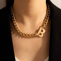 Creative Simple Hip-hop Necklace Letter Thick Chain Geometric Single-layer Necklace Wholesale sku image 1