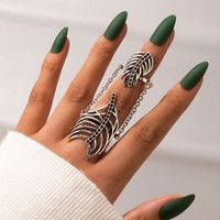 European And American New Fashion Simple Retro Metal Hollow Leaf Finger Ring sku image 1