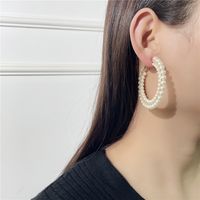 Hand-wound Geometric Big Circle Pearl Earrings Fashion Ear Jewelry main image 4