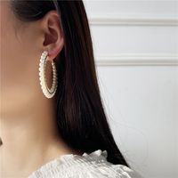Hand-wound Geometric Big Circle Pearl Earrings Fashion Ear Jewelry main image 5