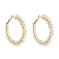 Hand-wound Geometric Big Circle Pearl Earrings Fashion Ear Jewelry main image 6