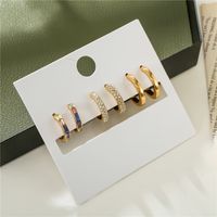 Korea's Micro-inlaid Zircon Minimalist Style 3 Set Earrings main image 3