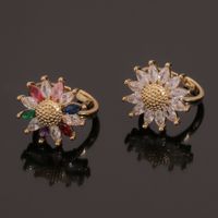 Fashion Flower Ring Micro-inlaid Zircon Copper Ring main image 1