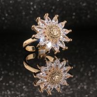 Fashion Flower Ring Micro-inlaid Zircon Copper Ring main image 4