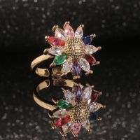 Fashion Flower Ring Micro-inlaid Zircon Copper Ring main image 5