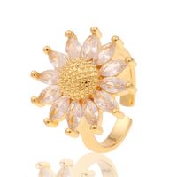 Fashion Flower Ring Micro-inlaid Zircon Copper Ring main image 6