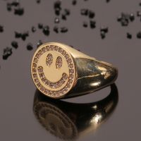 New Simple Round Smiley Ring Creative Copper Ring Wholesale main image 3