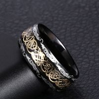 European And American Fashion New Elegant Aristocratic Black Phoenix Wood Grain Ring main image 4