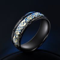 European And American Fashion New Elegant Aristocratic Black Phoenix Wood Grain Ring main image 6