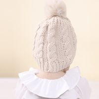 Children's Wool Ball Hood Fall Winter Models Infant Warmth Pure Color Knitted Hats 5 Colors main image 5