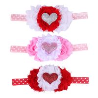 Children's Headdress Wholesale Children's Love Elastic Hairband Raw Edge Flower Baby Heart-shaped Headband main image 5