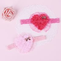 Children's Headwear Wholesale Love Lace Elastic Headband Small Bow Embroidered Heart Headband main image 4