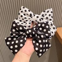Wave Dot New Bow Retro French Back Head Hairpin Spring Word Clip Headdress main image 1