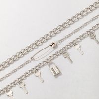 European And American New Creative Fashion Key Lock Pin Pendent Multi-layer Necklace Female main image 5