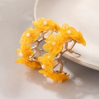 Ethnic Style Earrings Yellow Silk Mesh Flower Earrings Pearl Geometric Hollow Earrings main image 4