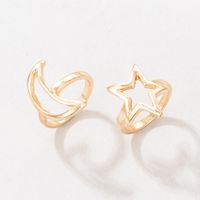 European And American Cross-border Star And Moon Hollow Two-piece Geometric Irregular Ring Set Combination main image 3