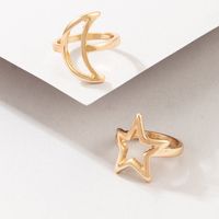 European And American Cross-border Star And Moon Hollow Two-piece Geometric Irregular Ring Set Combination main image 4