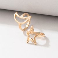 European And American Cross-border Star And Moon Hollow Two-piece Geometric Irregular Ring Set Combination main image 5