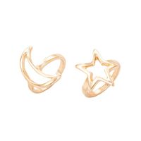 European And American Cross-border Star And Moon Hollow Two-piece Geometric Irregular Ring Set Combination main image 6