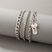 Metal 3-layer Anklet Ins Metal Wind Silver Buckle Chain Love Geometric Anklet 3-piece Set main image 3