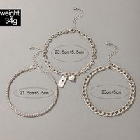 Metal 3-layer Anklet Ins Metal Wind Silver Buckle Chain Love Geometric Anklet 3-piece Set main image 5