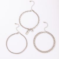 Metal 3-layer Anklet Ins Metal Wind Silver Buckle Chain Love Geometric Anklet 3-piece Set main image 6