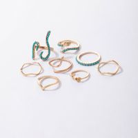 European And American New Ring Rose Flower Snake-shaped Zodiac Blue Diamond 8-piece Ring main image 6