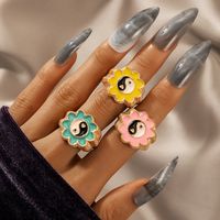 New Simple Fashion Flower Gossip Ring Set Cute Tai Chi Ring 3-piece Set main image 1