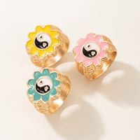 New Simple Fashion Flower Gossip Ring Set Cute Tai Chi Ring 3-piece Set main image 4