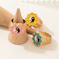 New Simple Fashion Flower Gossip Ring Set Cute Tai Chi Ring 3-piece Set main image 5