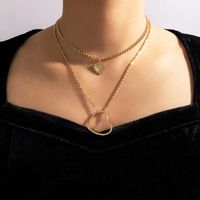 Mode Einfacher Schmuck Herzförmiger Hohler Buchstabe Herz Mehrschichtige Legierung Halskette main image 1