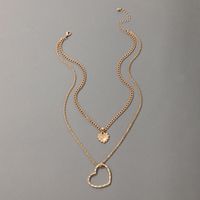 Mode Einfacher Schmuck Herzförmiger Hohler Buchstabe Herz Mehrschichtige Legierung Halskette main image 5