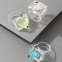 Simple Fashion Transparent Acrylic Resin French Retro Wind Creative Diamond Ring main image 8