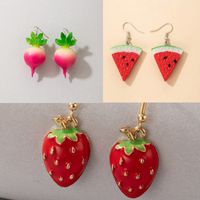European And American Cute Fruit Strawberry Vegetable Carrot Earrings main image 2